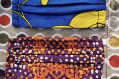 Face masks sewn in cotton African Ankara fabric.